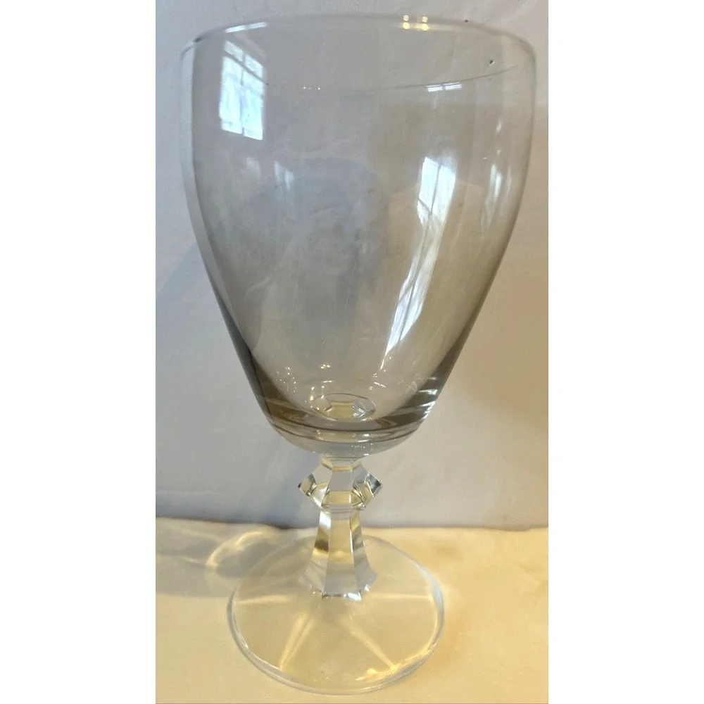 EBELING & REUSS Knob In Stem Texted Foot Clear Wine Glasses EBC5 6 3/8